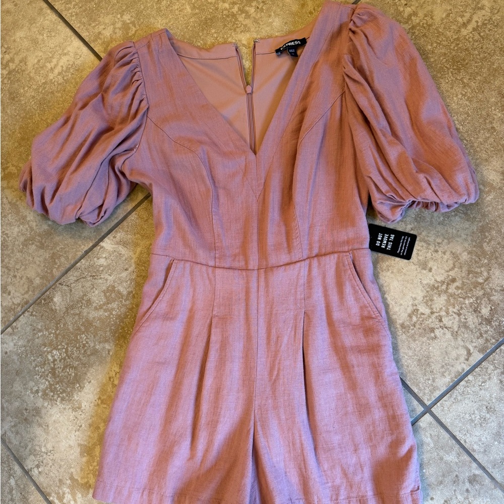 Express Pink Puff Sleeve Romper